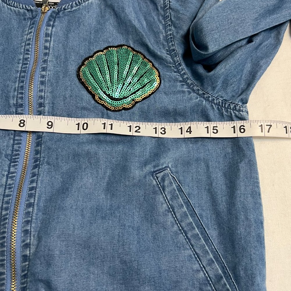 OH My Disney Girl's Blue Denim Jacket Full Zip Sequins Shell Size S - Picture 6 of 10